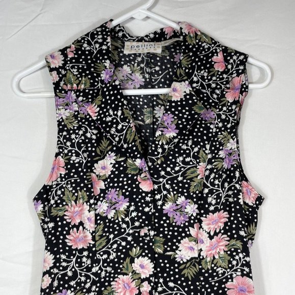 Pellini Women's Dress Size 5/6‎ Maxi Bottom Split Floral Sleeveless Collar - Picture 3 of 11